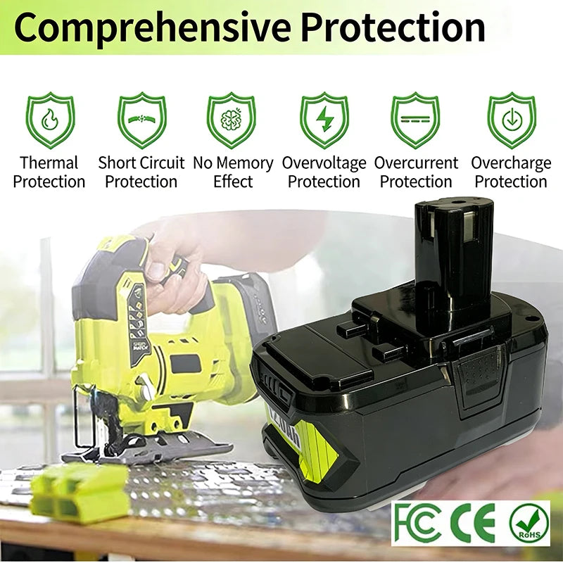 2026 New For RYOBI 18V 12.0AH Lithium Battery P103/P108 Cordless Drill Hammer Impact Wrencible Battery