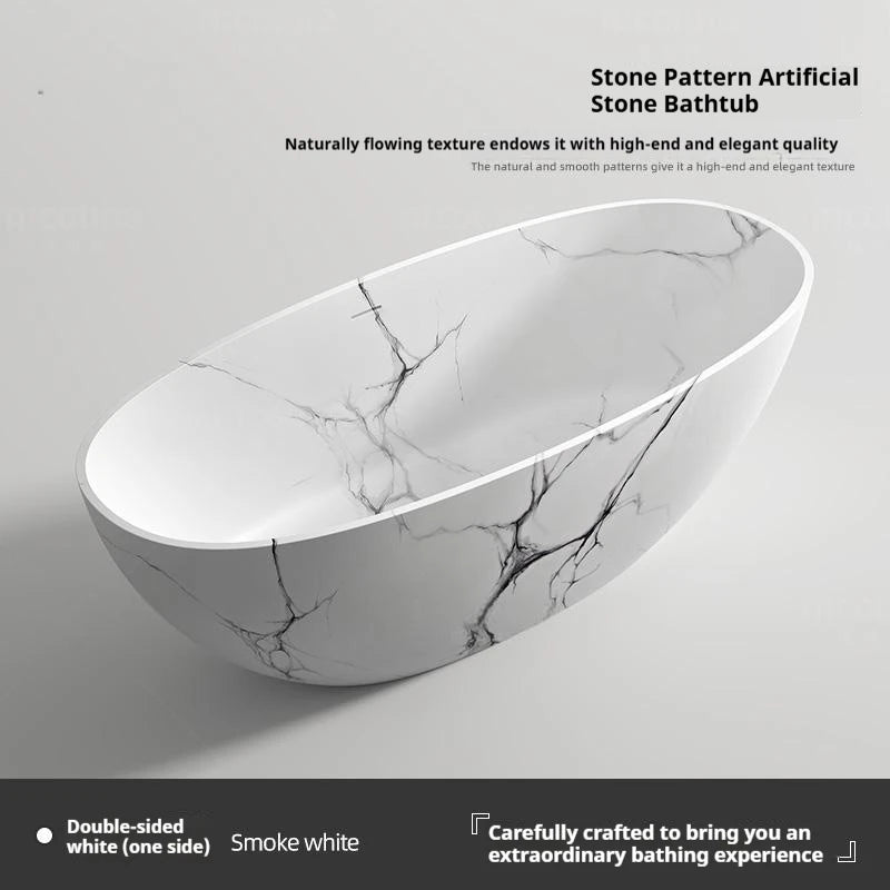 Artificial Stone Bathtub, Marble Look Freestanding Tub