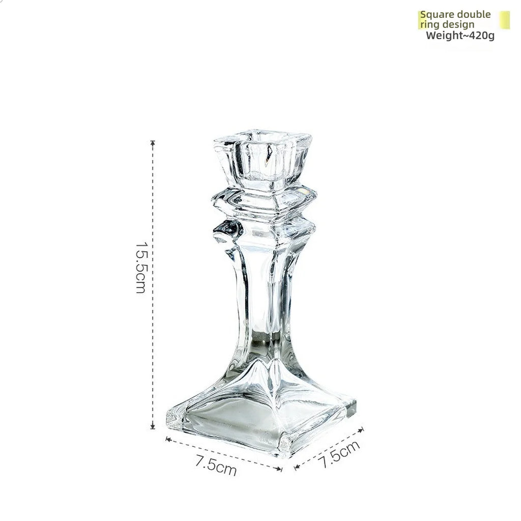 Glass Candle Wick Holder Clear Pillar Table Design Candlestick for Dining Decor