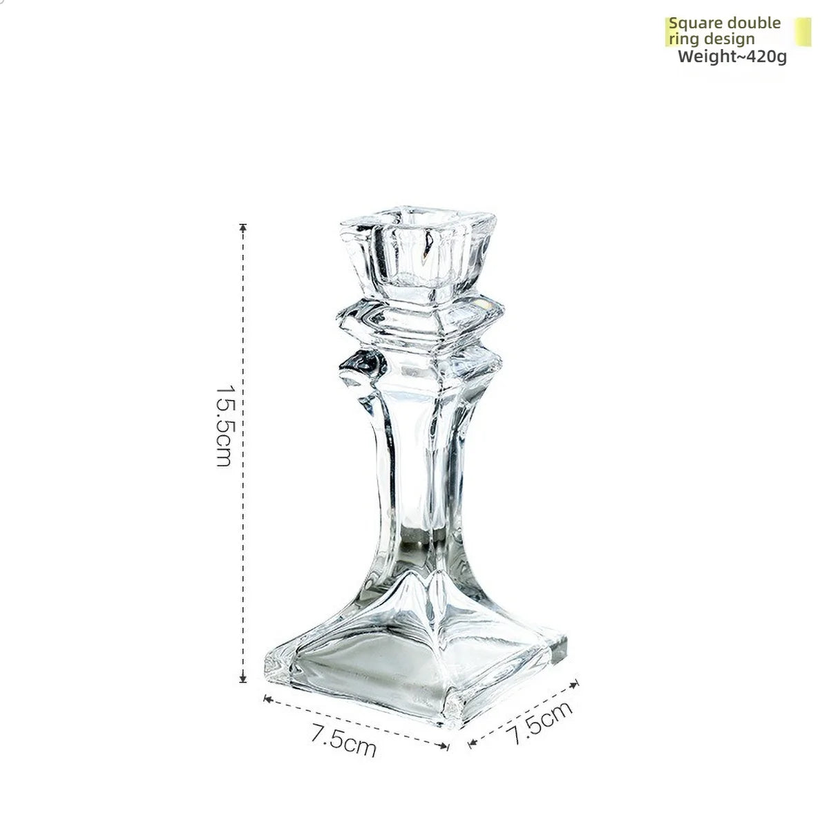 Glass Candle Wick Holder Clear Pillar Table Design Candlestick for Dining Decor
