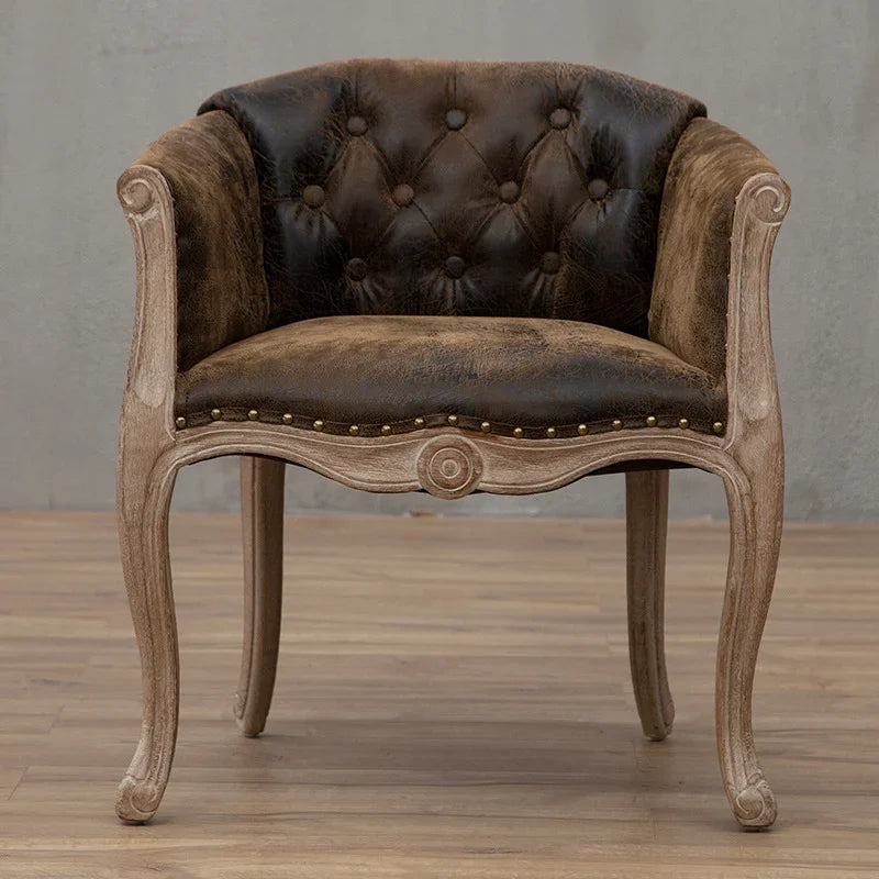 Leisure Sofa Chair, Solid Wood Antique Dining Chair, European Hotel Dining Chair, Living Room Leisure Sofa Chair