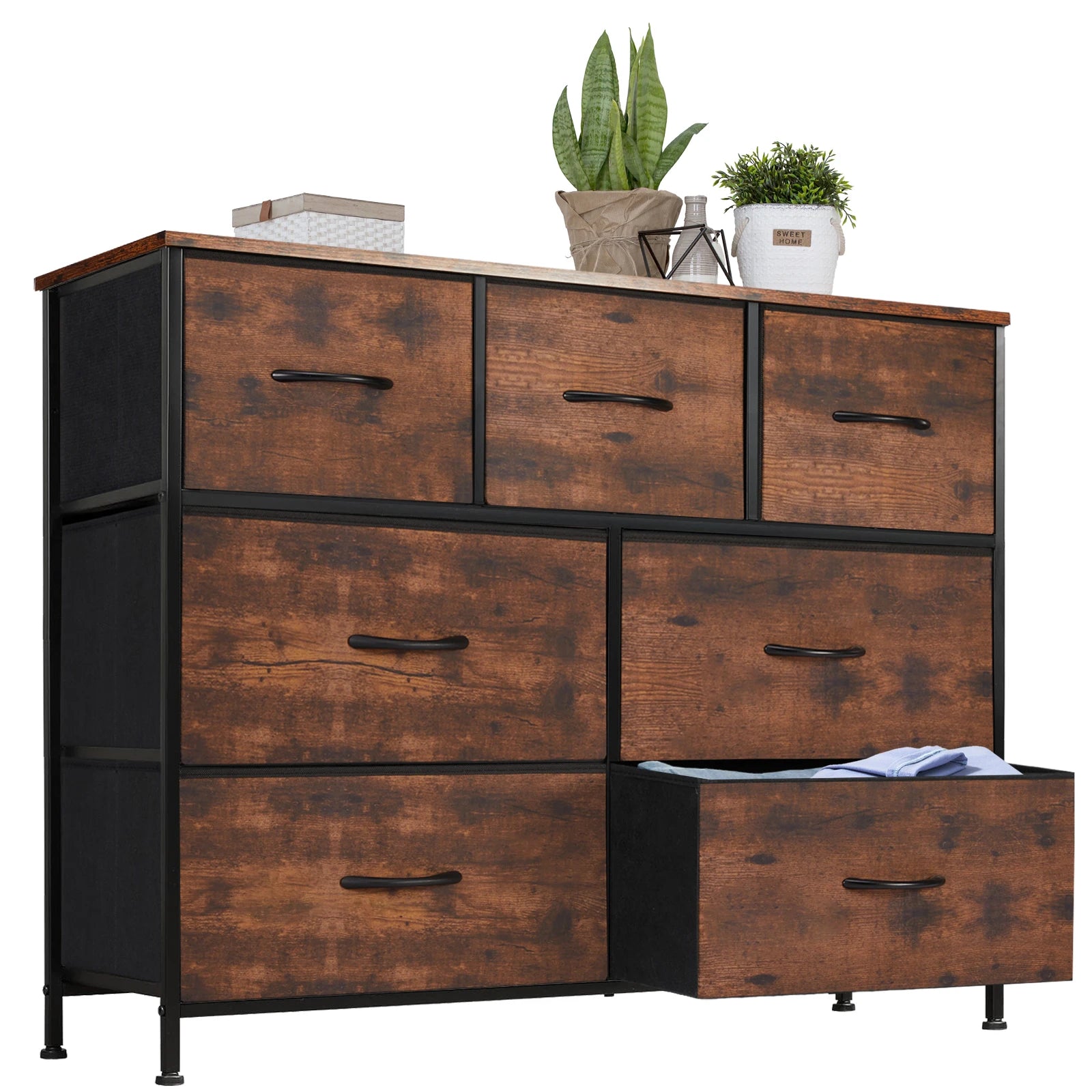 JHK Desser For Bedroom With 7 Fabric Drawers Organizer Storage Closet Chest Clothes, Also For Living Room Display Cabinet