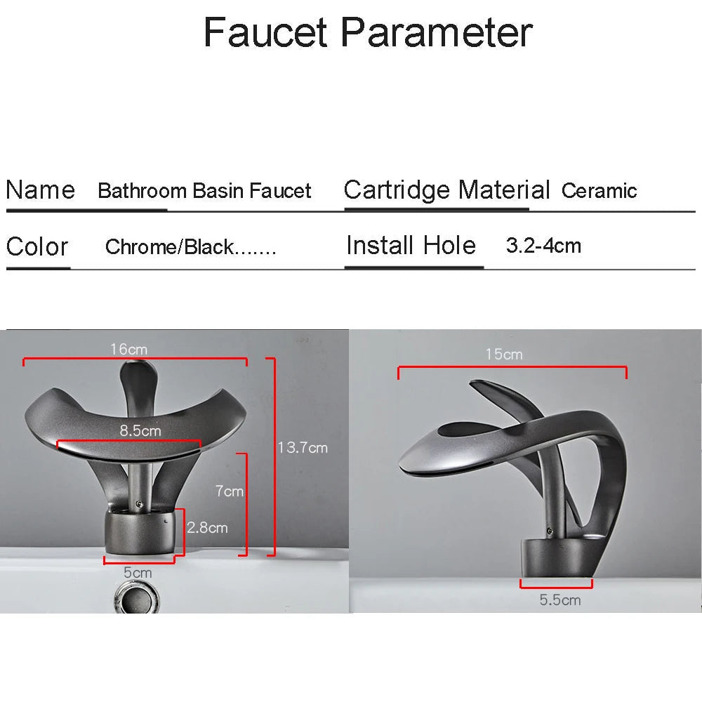 Bathroom White/Gray/Black Aluminum Alloy Single Handle Faucet