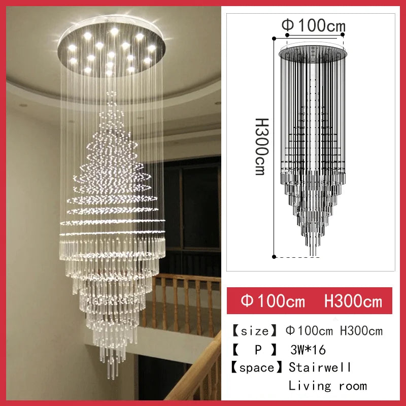 Modern LED Staircase Crystal Chandelier