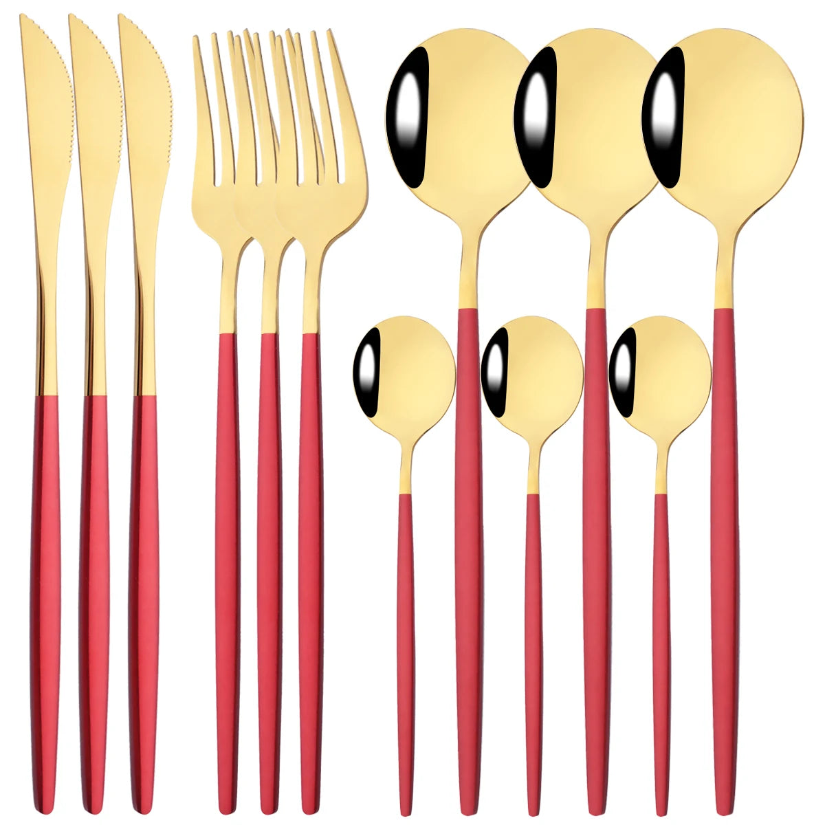 12pcs Black Gold Dinnerware Set Stainless Steel Tableware Knife Fork Coffee Spoon Teaspoons Cutlery Set Party Kitchen Flatware