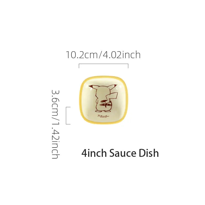 SHUNXIANG Pokémon Ceramic Tableware Set Pikachu Cartoon Pattern Ceramic Bowl Plate Dish Dining Plate Microwave Safe Dinnerware