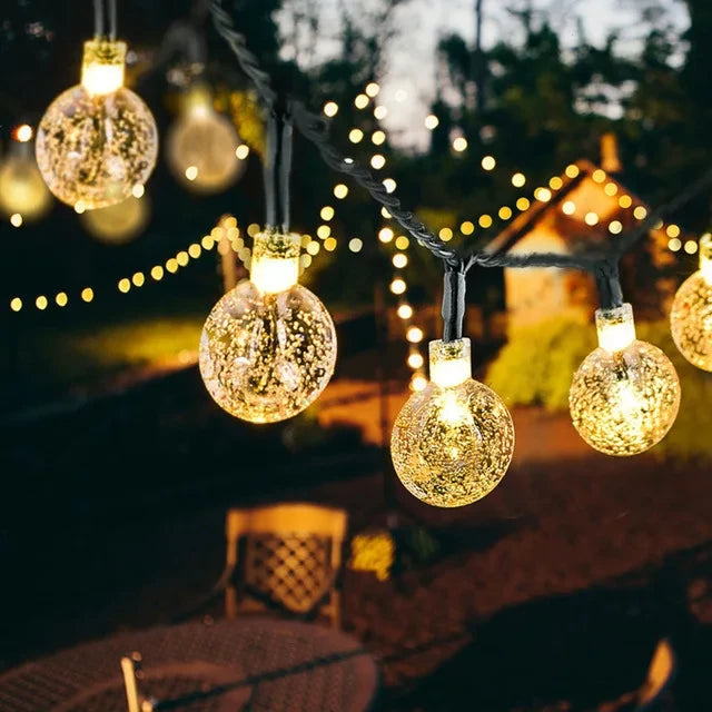 Solar Lamp Power LED String of 50 Crystal Ball Lights