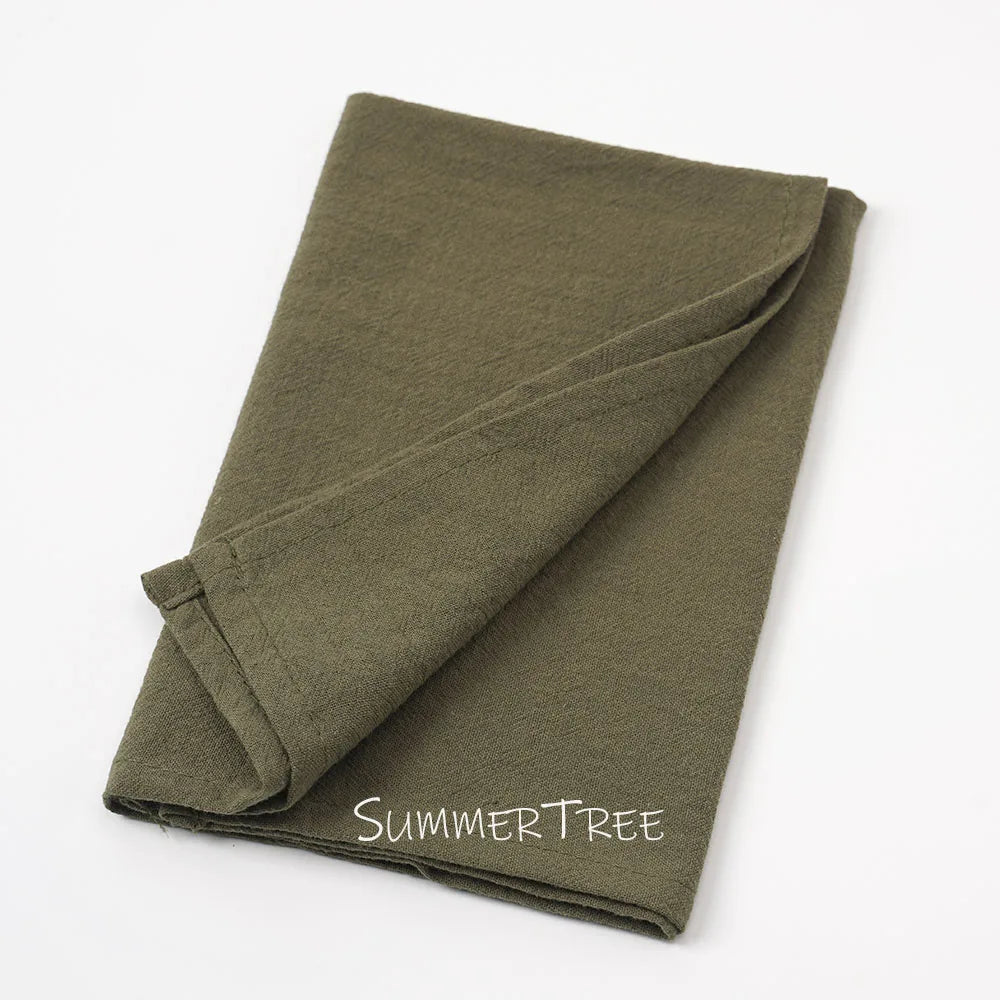 10 Pack 40x40cm Napkins, Washed Cotton Cloth Plain Vintage Style Soft Tea Towels, Place Mats