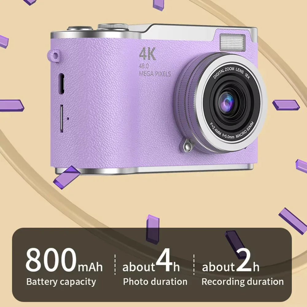 Lenovo 8X Digital Zoom Student Digital Camera, 48MP Portable Digital Photography Camera, 180° Flip Screen Selfie Camera