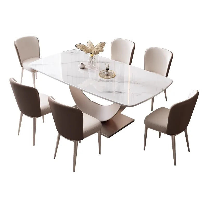 Modern Rectangular Marble Dining Table, Also Chairs