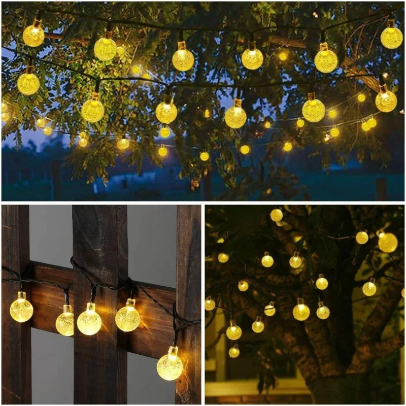 Outdoor Solar String Lights 60 LED Crystal Globe Lights
