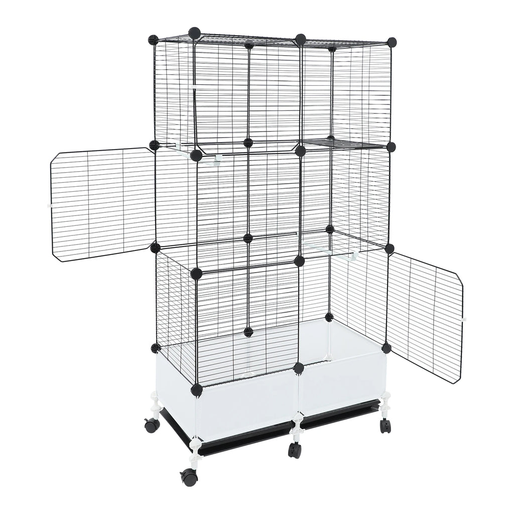 Large Parrot Cage, Standing Bird Cage 29x14x55 Inch, Spacious Birdcage with Splash Guard & 6 Locking Wheels