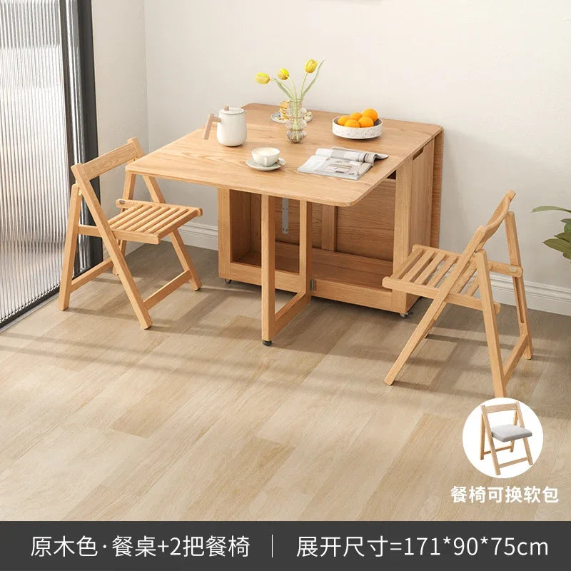 Folding Dining Table Set 6 Chairs, Luxury Modern Space Savers