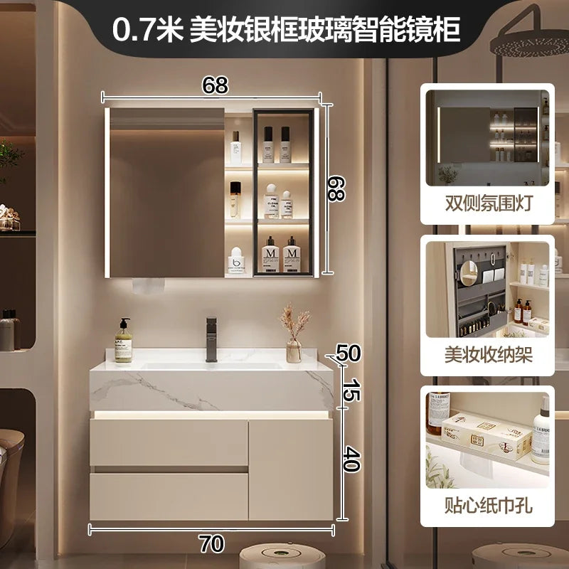 Luxury Bathroom Vanity Cabinet with Storage, Mirror, Wall Shelves