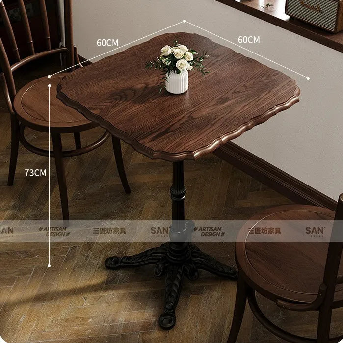 American Retro Cafe Solid Wood Table and Chair Combination Milk Tea Dessert Bakery Restaurant Commercial Dining Table and Chair
