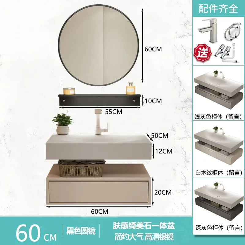 Modern Integrated Bathroom Vanity Washstand Basin, Combined Cabinet