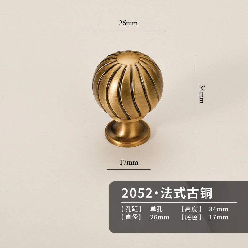 Vintage Style Brass Handles, Bronze Single-Hole Small Knobs