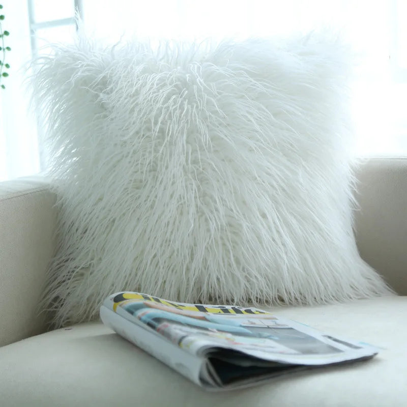 Pack of 1 Soft Luxury Long Faux Fur Plush Throw Pillow Cover,