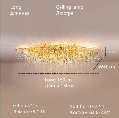 Nordic Luxury Gold LED Crystal Chandelier