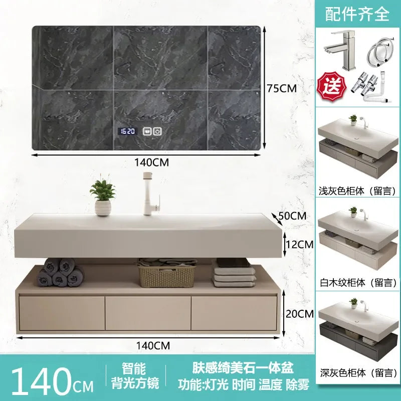 Modern Integrated Bathroom Vanity Washstand Basin, Combined Cabinet