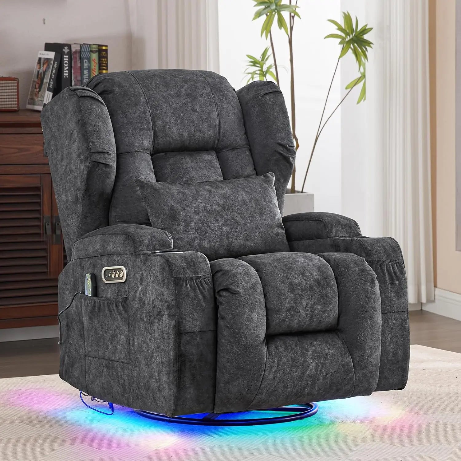 Dual Motor Power Swivel Rocker Recliner Chair with Massage & Heat, USB Ports