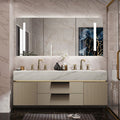Light Luxury Slate Integrated Basin Bathroom Cabinet, Double Washbasin Combination