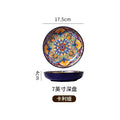7in or 8in Ceramic Plates Household Retro Tableware Pasta Steak Plate Breakfast Dumpling  Fruit Plate