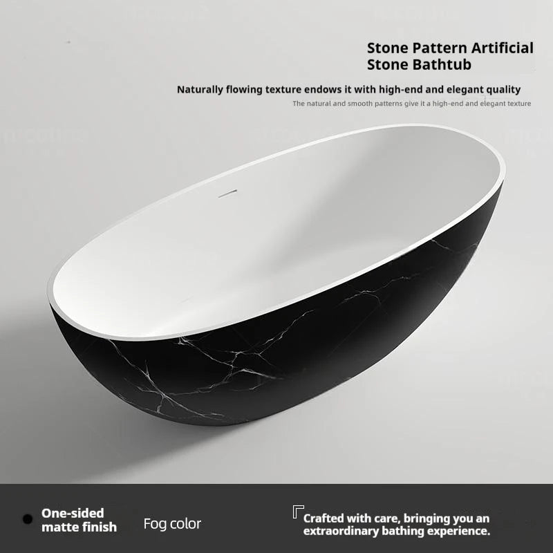 Artificial Stone Bathtub, Marble Look Freestanding Tub