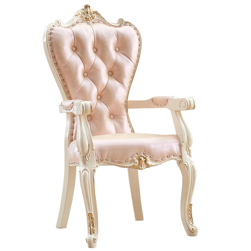European Solid Wood Dining Chair, Princess Lazy Throne Luxury Lounge Chair
