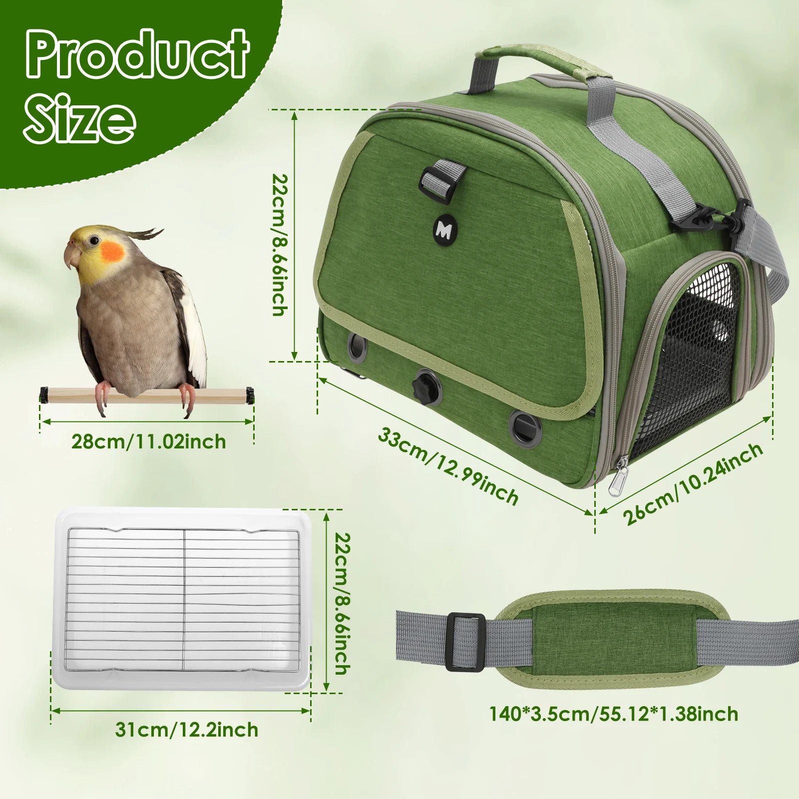 Portable Bird Cage Parrot Carrier with Tray Travel Clear Window Bird Pet Backpack for Parakeet Lovebird Cockatiel Travel Bag