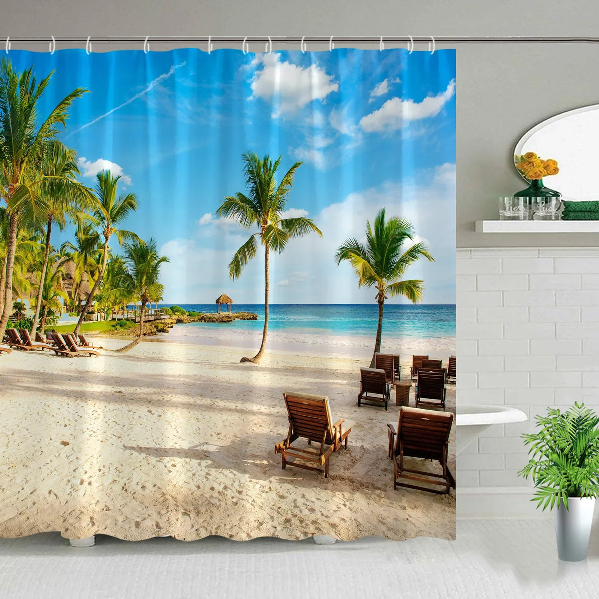 Hawaii Landscape Outdoor Shower Curtain Bathroom Decor Set