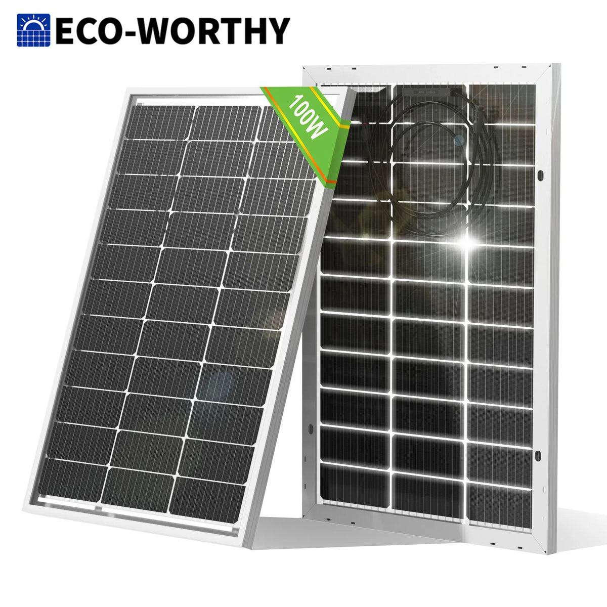 ECO-WORTHY Bifacial 100 Watt 12 Volt Monocrystalline Rigid High-Efficiency  Solar Panel,