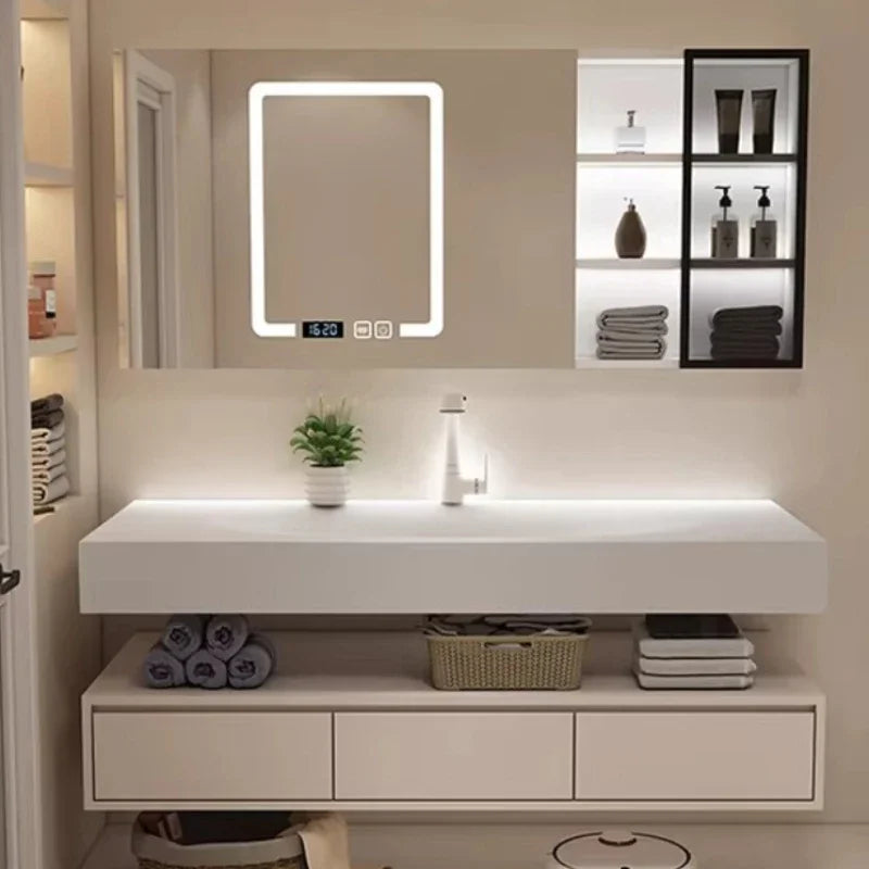 Modern Integrated Bathroom Vanity Washstand Basin, Combined Cabinet