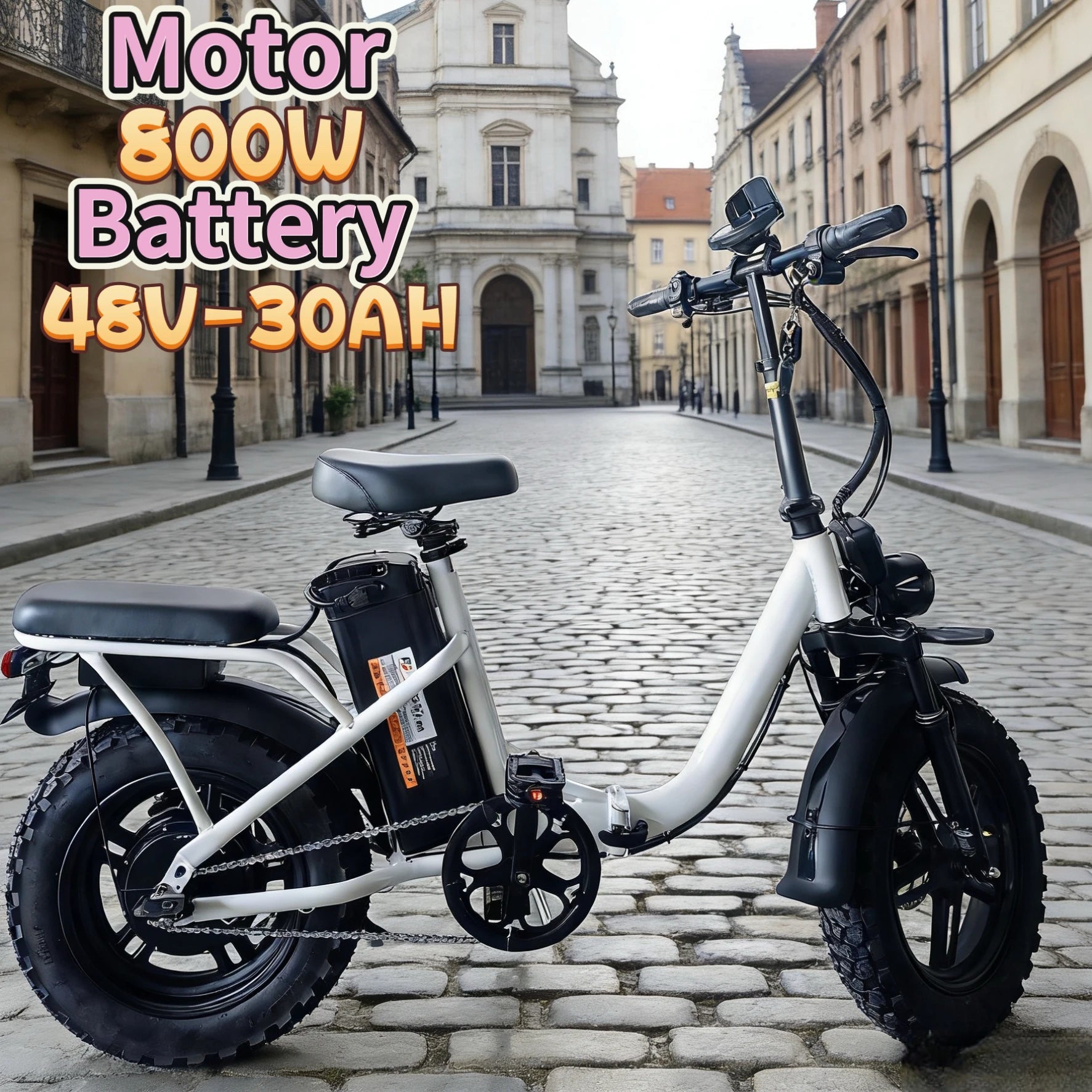 16-inch foldable leisure E-Bike, 48V30AH large capacity battery, built-in 800W high-speed motor