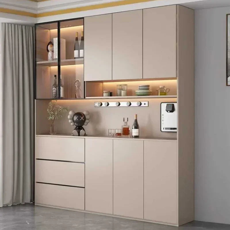 Large Modern Kitchen Pantry with Glass Doors and Drawers, Sideboard Buffet