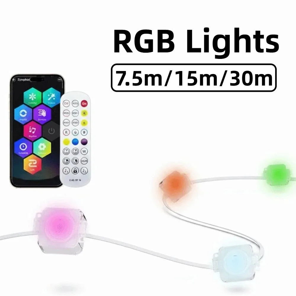 All Holiday Waterproof RGB Lights, Smart App Remote Control, Bluetooth