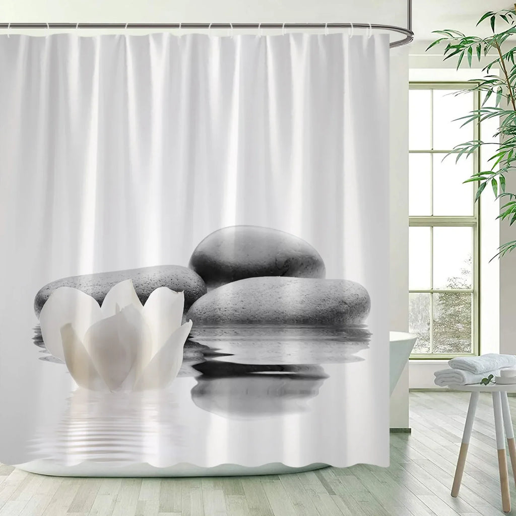 Green Bamboo Zen Shower Curtains Set