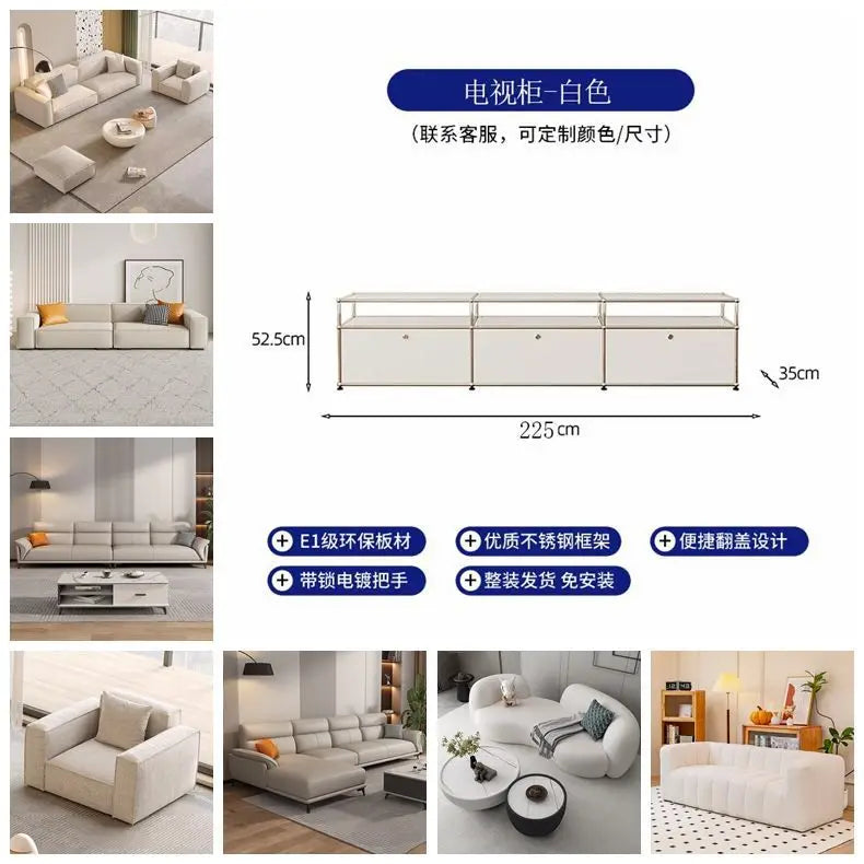 Modern Living Room Cabinet Modular Sideboard Storage Cabinets Combination TV Stand for Customizable Steel Frame Wood  Furniture