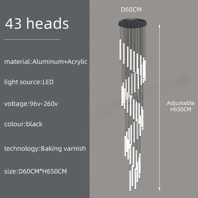 Modern Ceiling Chandelier LED Living Room Spiral Staircase Lighting