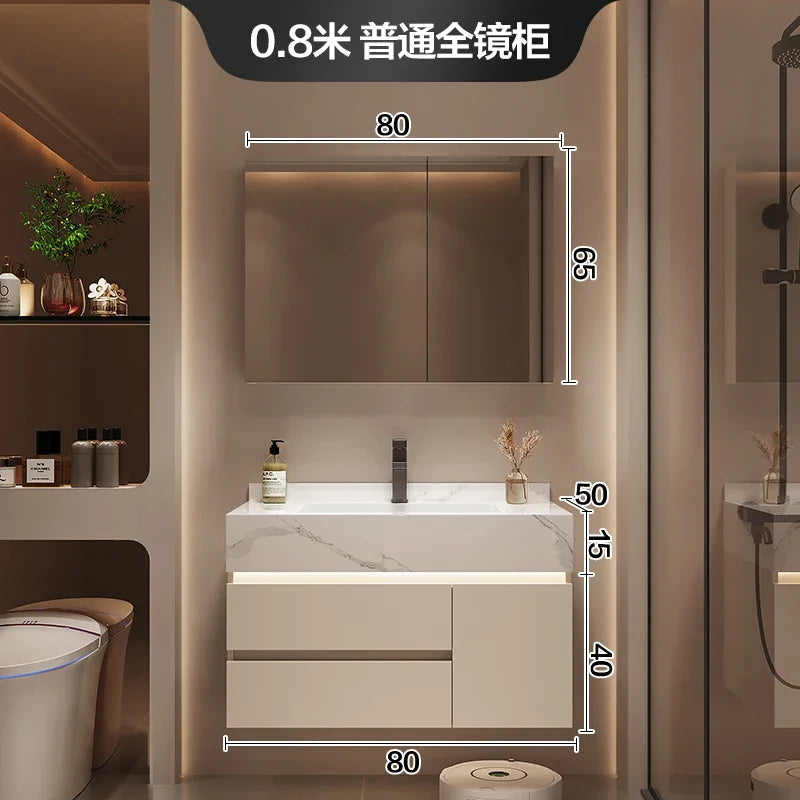 Luxury Bathroom Vanity Cabinet with Storage, Mirror, Wall Shelves