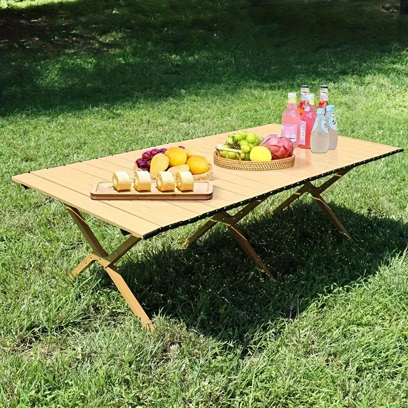 Folding Picnic Table,Portable 4ft Roll-Up Camping Table Egg Roll Table with Storage Bag for 4-6 People, Low Foldable Long Table