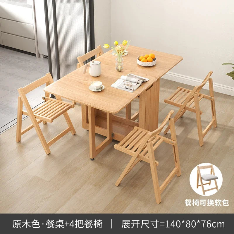 Folding Dining Table Set 6 Chairs, Luxury Modern Space Savers