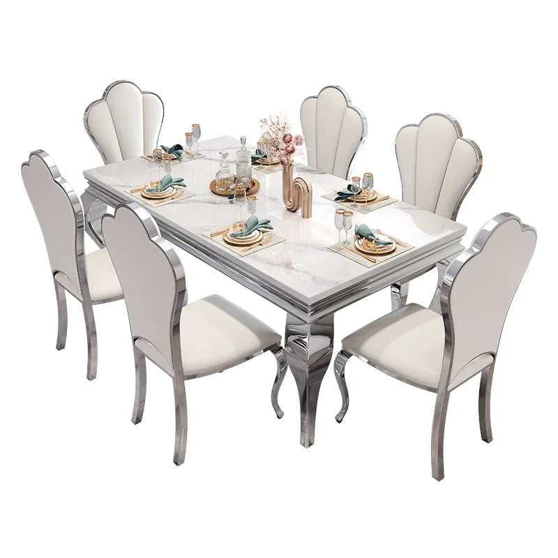 Marble Luxury Dining Table, Unique Gold Individual White Italian Dining Table