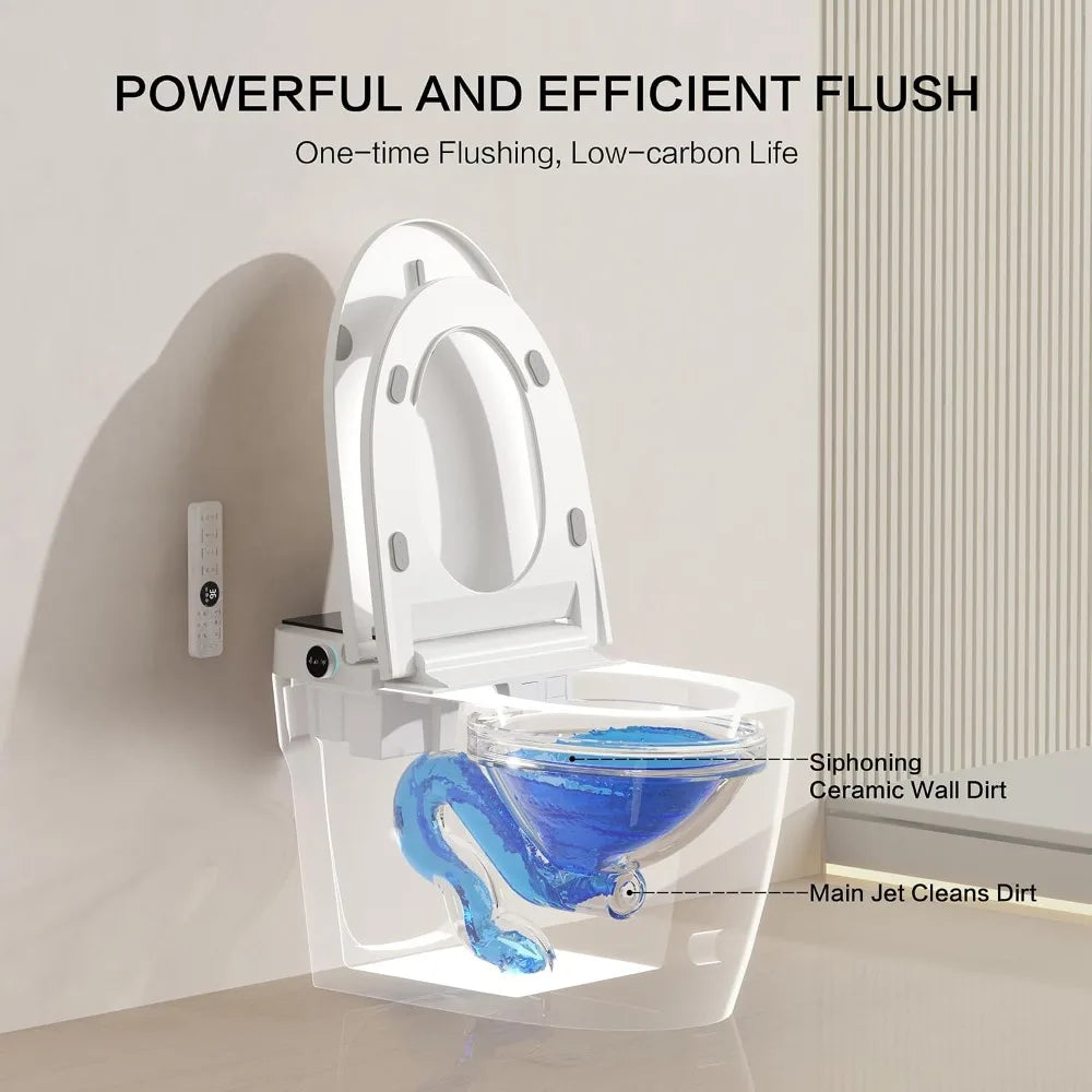Modern Electric Smart Toilet With Built-In Bidet,Auto Open&Close Lid,Heated Seat,Dual Auto Flush & Foot Sensor, Custom