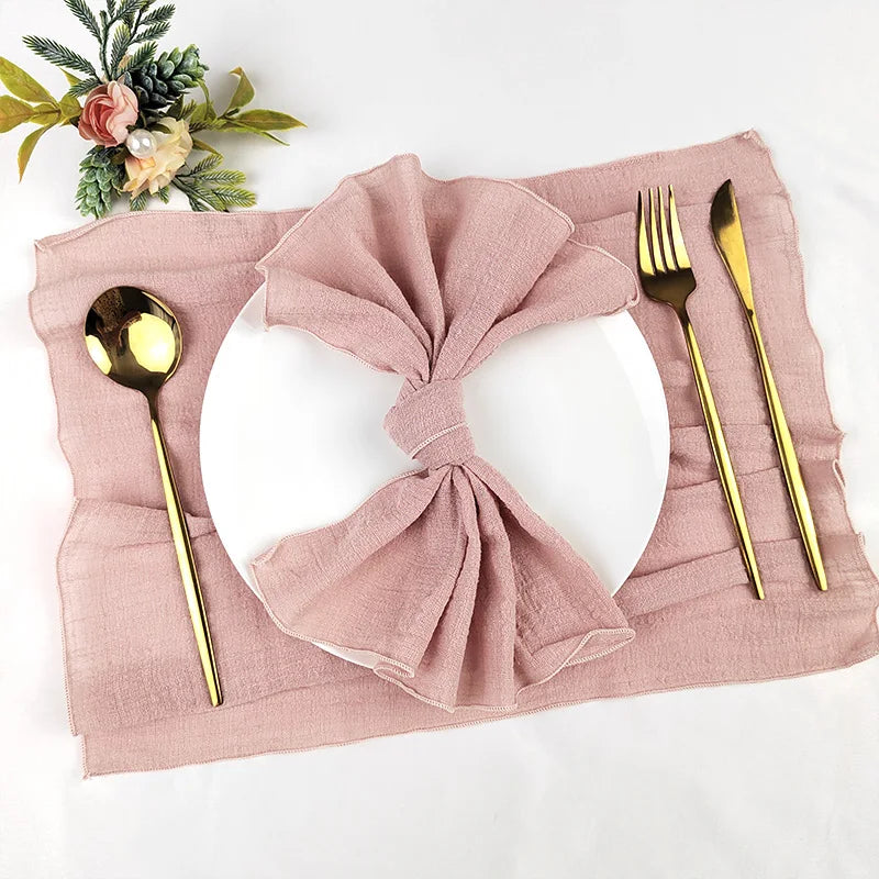 Set of 6  Terracotta Cloth Napkins, Cotton Factory Wholesale Fabric Serviette Gauze Table Towels