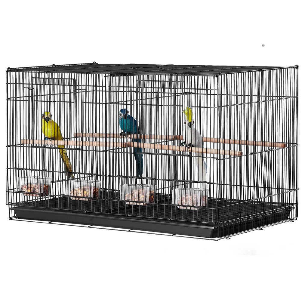 SucceBuy 30In Flight Bird Cage, Stackable Divided Small Travel Birdcage with Handle and Perche