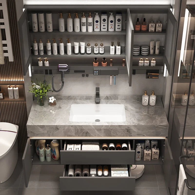 Simple Luxury Bathroom Washbasin Cabinets, Storage, Mirrors
