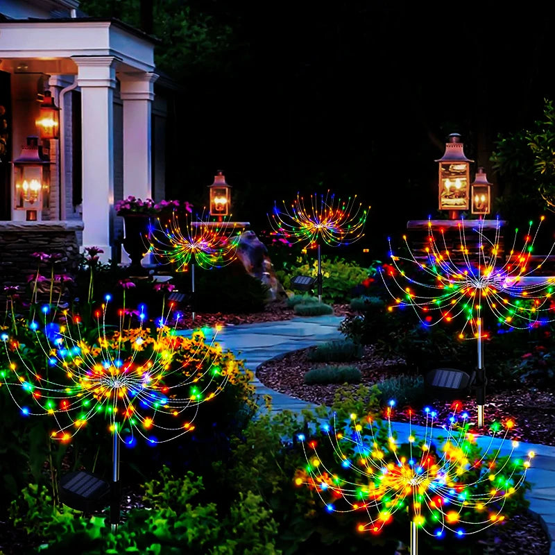 420LED Solar Power Firework Garden Lights Decor Pathway Outdoor Waterproof Patio Lawn Landscape Yard Solar Light