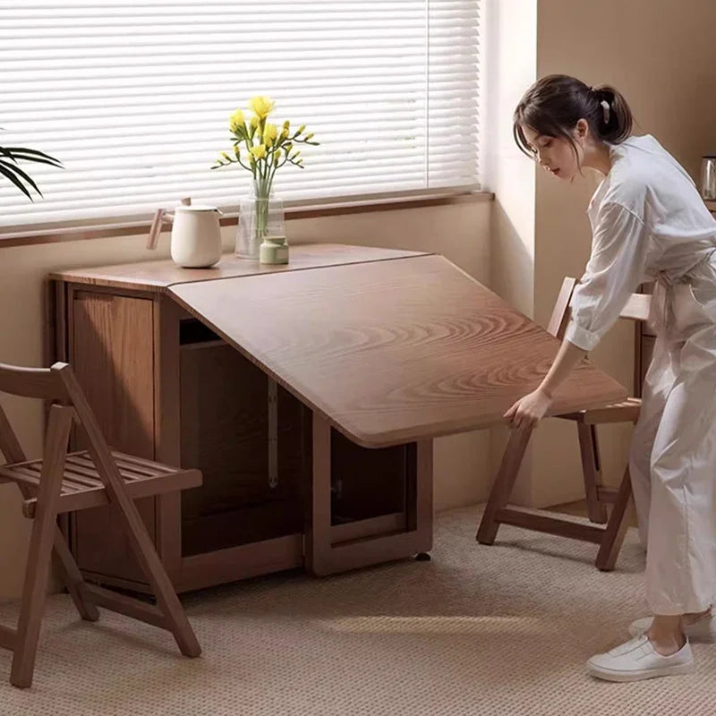 Folding Dining Table Set 6 Chairs, Luxury Modern Space Savers