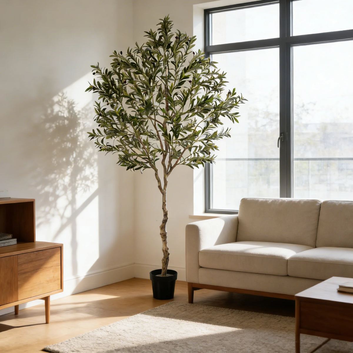 5/6/7/8 Olive Trees Artificial Indoor Faux Olive Tree with Black Pot
